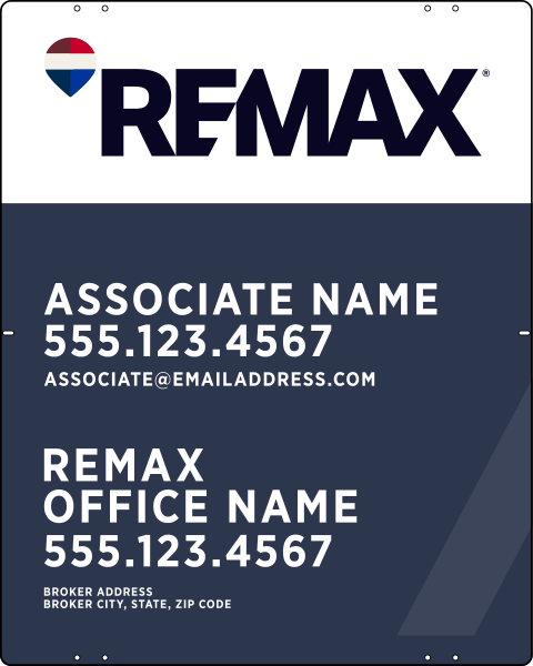 Associate Name w Broker Address Sign Panel, 30h x 24w, Steel